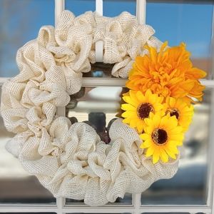 White burlap wreath